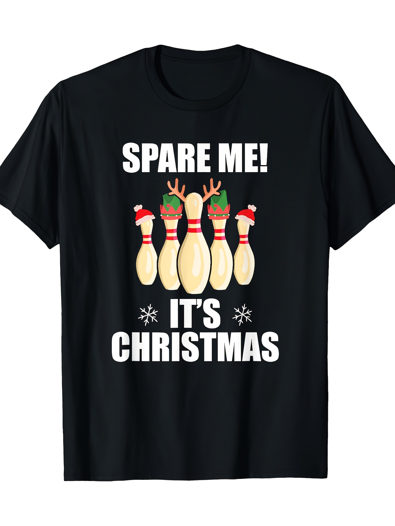 남성용 블랙 크리스마스 볼링 티셔츠 - SPARE ME - Short Sleeve Bowling Shirt Retro 리뷰 및 가격
